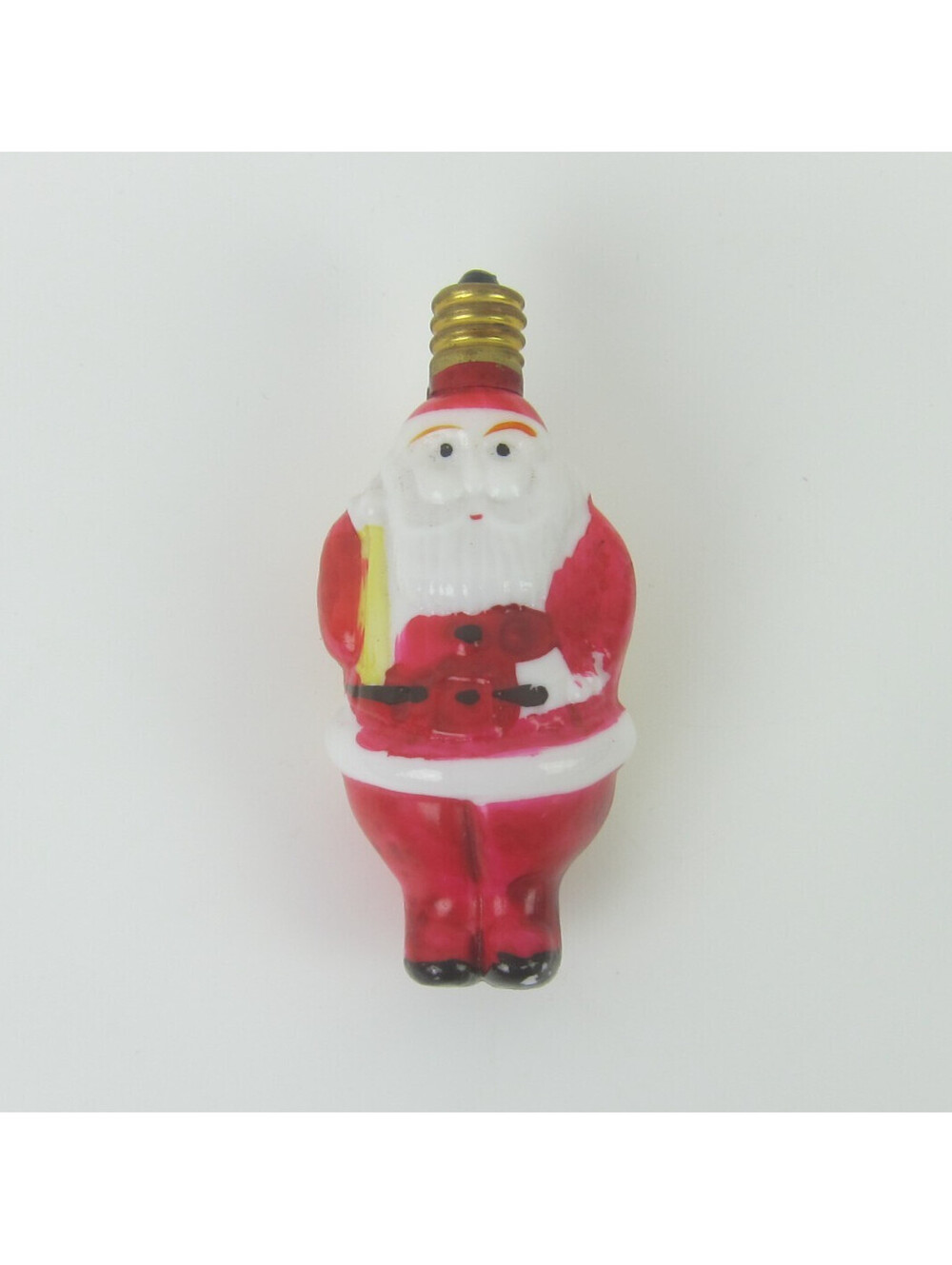 Vintage Santa Claus Christmas Milk Glass Light Bulb Figural Toy Sack Japan WORKS